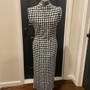 Checkered print midi dress.